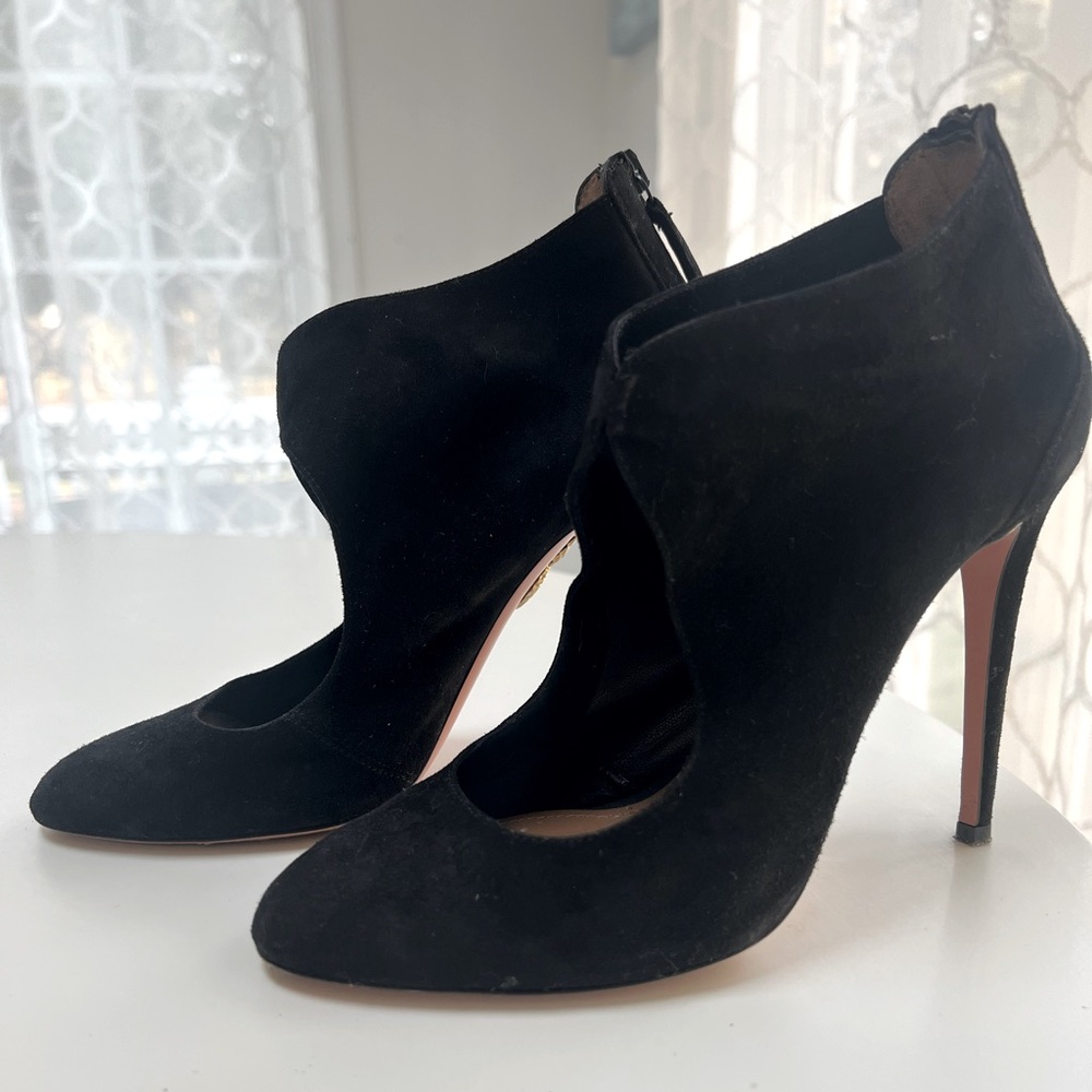 Aquazzura Black Suede Heels